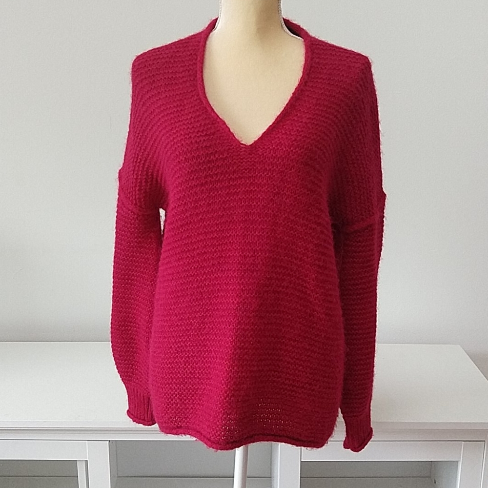 Free People All Mine Fuschia Mohair sweater xs